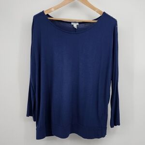 Old Navy Pullover Dolman Tee Button Shoulder 3/4 Sleeve Navy Blue XXL